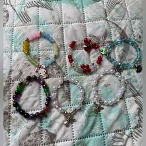 New Set of 6 Various Colorful Seasonal Beaded Bracelets